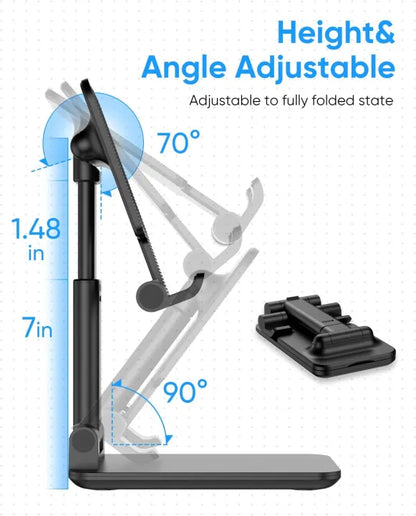 Adjustable Foldable Phone & Tablet Stand – Height & Angle Control