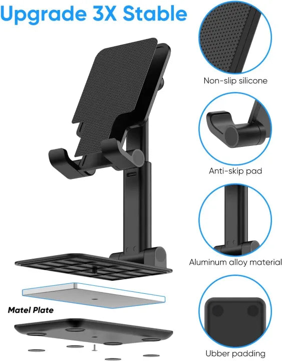 Adjustable Foldable Phone & Tablet Stand – Height & Angle Control