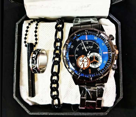 Men’s 4-Piece Classic Watch & Accessories Gift Set