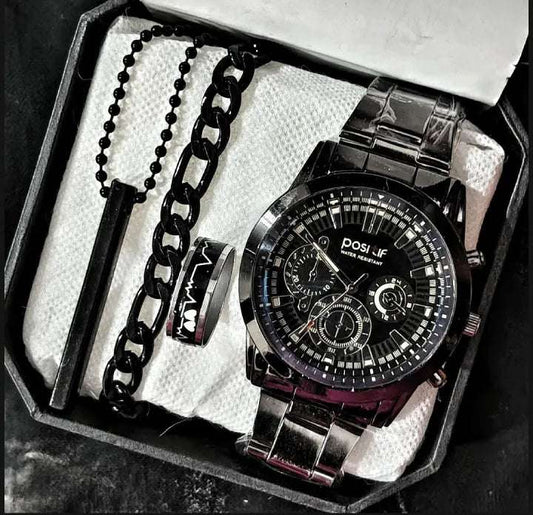 Men’s 4-Piece Classic Watch & Accessories Gift Set