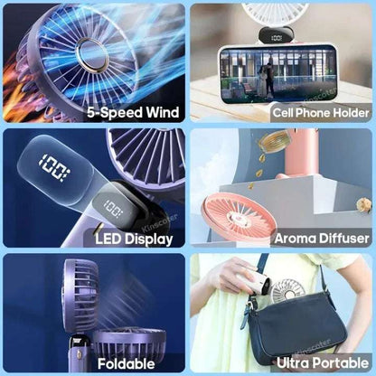 Foldable Mini USB Fan – 5-Speed, Portable & Rechargeable